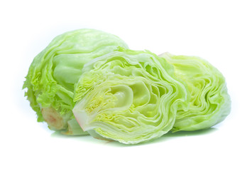 Green Iceberg lettuce isolated on White Background