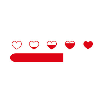 Love meter in speedometer design.illustration with heart symbols and pointer.