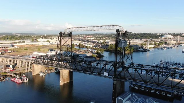 Drone footage of down town Tacoma Washington in 4K.