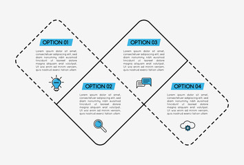 Diagram with 4 steps. Infograph. Vector