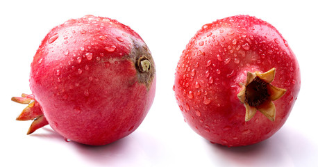pomegranate with  leaf isolated white background