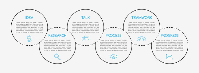 Business infographic layout with 6 steps. Vector