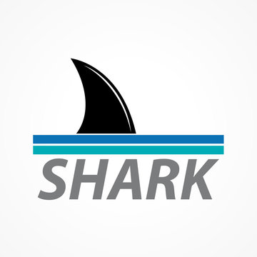  shark fin between the waves. Vector sign abstract