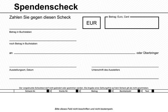 Spendenscheck Linien wei&szlig;