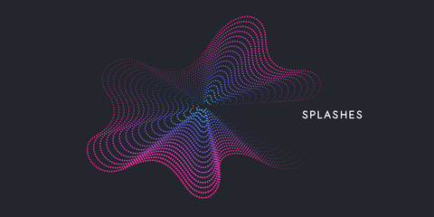 Vector abstract background with dynamic waves, line and particles.