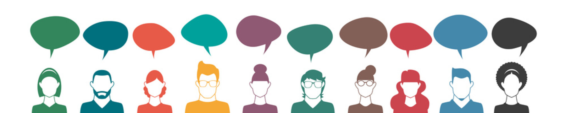 Personen mit Sprechblasen - Kommunikation Konzept