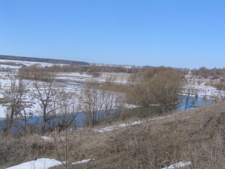 view of the horizon in the spring, near the river