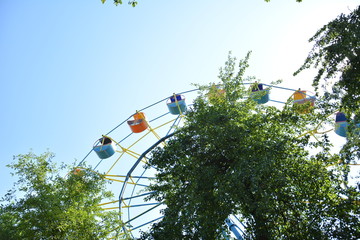 ferris wheel on blue sky