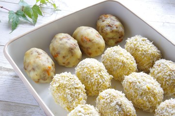 ポテトコロッケの準備　下ごしらえ　クッキング