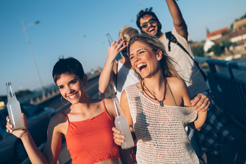 Group of young friends having fun together