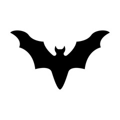 Fototapeta premium Black silhouette of bat isolated on white background. Halloween decorative element. Vector illustration for any design.