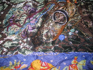 rags fashionable draperies of colored fabrics