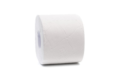 Roll of toilet paper or tissue isolated on white background .