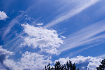 beautiful clouds on the bright blue sky