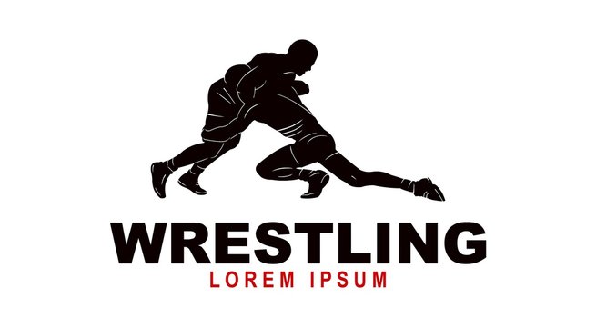 	 Wrestling logo template, Wrestling Sport Silhouette logo template 