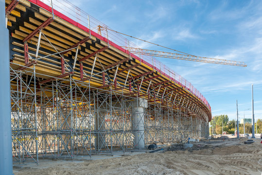Bridge building site in Poland, Lublin City. Horizontal image