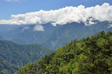 Naklejka na ściany i meble Mountain landscape-Mountain View Resort in the Taichung County,Taiwan.
