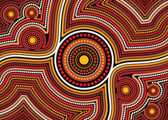 Illustration based on aboriginal style of dot background.