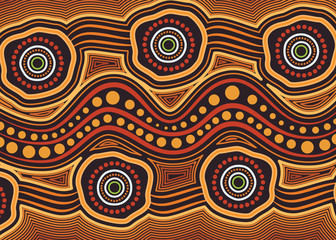 Aboriginal art vector background - Connection concept