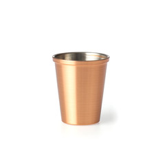 Steel bronze bar shot cup isolated on white background.