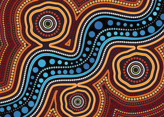 Aboriginal dot art vector background. Connection concept