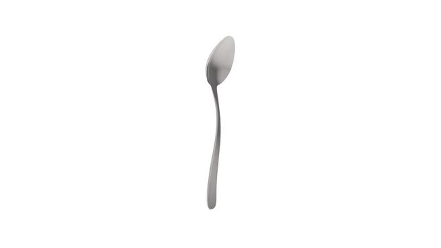 3d rendering of a metal spoon turning in white background