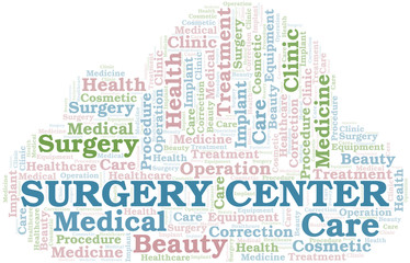 Fototapeta premium Surgery Center word cloud vector made with text only.