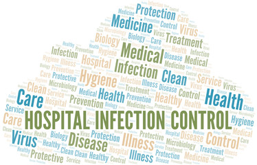 Hospital Infection Control word cloud vector made with text only.