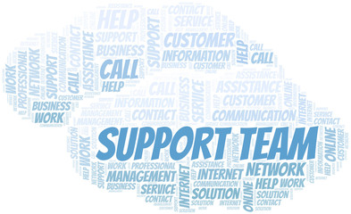 Obraz premium Support Team word cloud vector made with text only.