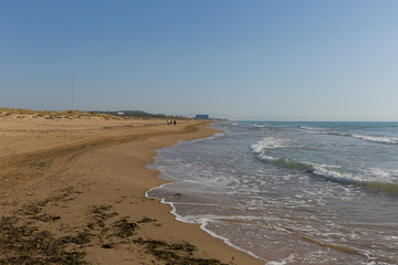 Beautiful Costa Blanca beach between Torre la Mata and Campomar Spain near Guardamar del Segura with waves 