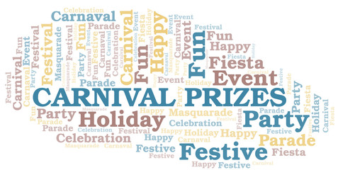 Carnival Prizes word cloud vector made with text only.