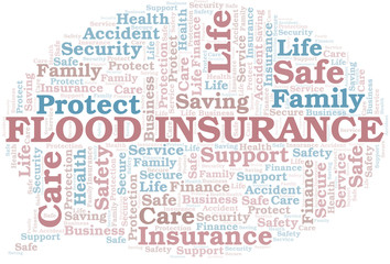 Obraz premium Flood Insurance word cloud vector made with text only.