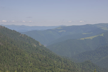 Fototapeta premium Trekking in the Carpathians, Hike to the border between Ukraine and Romania from Pop Ivan Marmarassky to Pop Ivan Chernogorsky.