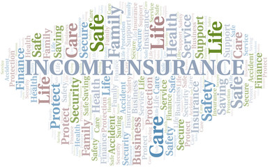 Income Insurance word cloud vector made with text only.
