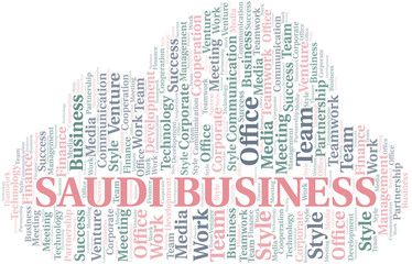 Fototapeta premium Saudi Business word cloud. Collage made with text only.