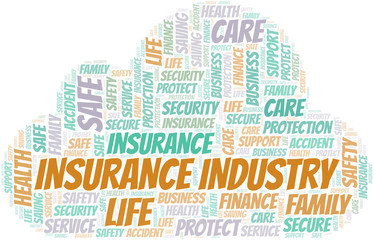 Obraz premium Insurance Industry word cloud vector made with text only.