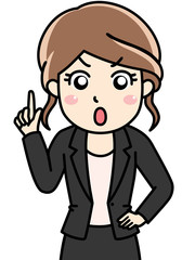 ぷんぷんと怒るスーツの女性