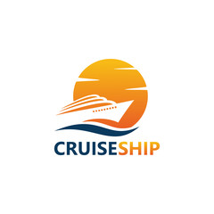 Cruise Ship Logo Template Design Vector, Emblem, Design Concept, Creative Symbol, Icon