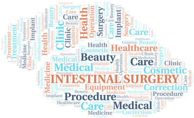 Intestinal Surgery word cloud vector made with text only.