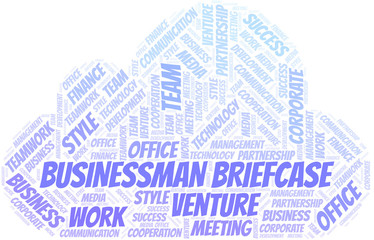 Obraz premium Businessman Briefcase word cloud. Collage made with text only.