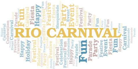 Rio Carnival word cloud vector made with text only.