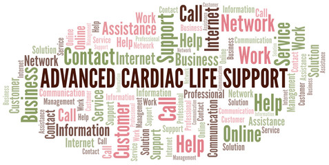 Advanced Cardiac Life Support word cloud vector made with text only. - obrazy, fototapety, plakaty