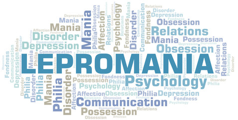 Fototapeta premium Lepromania word cloud. Type of mania, made with text only.