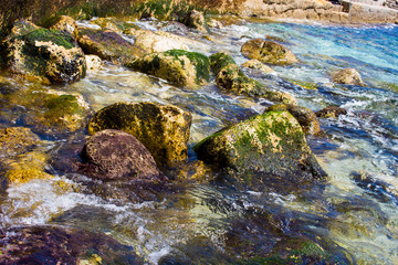water flowing over rocks