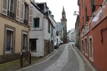 street and buildings in douarnenez (brittany - france) 