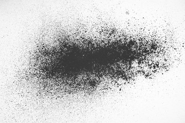 Black powder on a white background