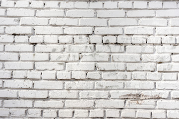 Abstract weathered texture stained old stucco light gray and aged paint white brick wall background in rural room, grungy rusty blocks of stonework technology color horizontal architecture wallpaper