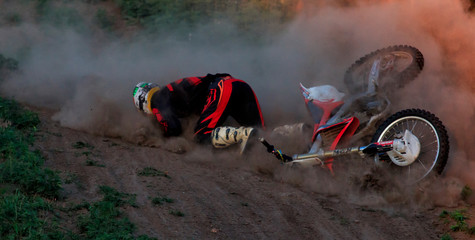 Fall of rider motocross