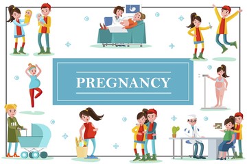 Fototapeta premium Flat Colorful Pregnancy Template