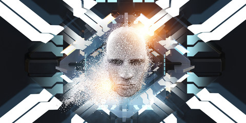 Digital head, artificial intelligence concept